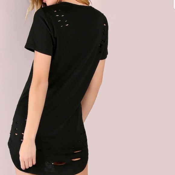 ■SOLDOUT■NEW CURVED HEM DISTRESSED TEE DRESS - Picture 3 of 4